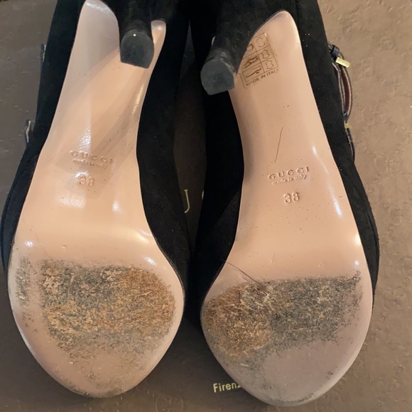 Gucci Size 8 Suede Black Strappy Heels 4 inch - Picture 5 of 9